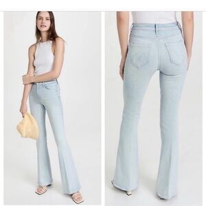 Mother The Super Cruiser Double Heel Wide Leg Jeans in Blue